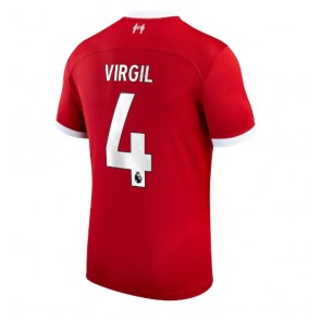 Lacne Muži Futbalové dres Liverpool Virgil van Dijk #4 2023-24 Krátky Rukáv - Domáci